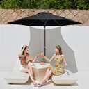 JEAREY 7.5FT Patio Umbrella Market Table Umbrella with 6 Sturdy Ribs, Push Button Tilt/Crank Outdoor Umbrella for Garden, Deck, Backyard,Dark Black