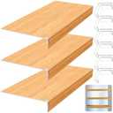 Hoolerry 2 Pcs 30 x 12 Inch Foamed PVC Wire Rack Covers for Removable Closet Decoration(Not Wood) Don't Bear Too Much Weight Pantry Shelves Covers for Bathroom Kitchen Shelving(Wooden Color)