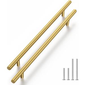 Haliwu 5 Pack Cabinet Handles Brass Gold Cabinet Pulls 8-4/5 Inch Hole Center Drawer Pulls Modern Bar Dresser Handles for Bathroom Kitchen Bedroom