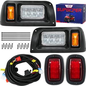 Golf Cart LED Light Kit for Club Car DS 1993-Up Gas and Electric Models, Club Car DS 12V Headlight Tail Light Kit, Factory Style Lighting Kit Assembly, Street Legal, OEM 101988002 101988001 1017035
