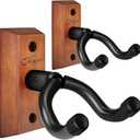 SNIGJAT Guitar Wall Mount 2 Pack, Guitar Hanger Wall Hook Holder Stand with Screws, Hardwood Mount Hanger for Acoustic Bass,Banjo, Mandolin (Black Elegant)