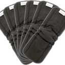 ALVABABY Reusable 4 Layers 6 Pack Inserts with Gussets for Baby Cloth Diaper and Cloth Diapers Covers 6FLN