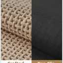 Color&Geometry Rubber Backed Waffle Bath Mat 60x24, Non Slip Machine Washable Bathroom Rugs, Soft Absorbent Chenille Boho Carpet for Bathroom Floor, Tub and Shower, Beige