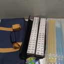American Mahjong Game Set, 166 Premium White Tiles, 4 All-in-One Color Rack/Pushers, Complete Mahjong Set Blue Carrying Bag, 9 Inches X 20 Inches X 3 Inches