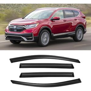 Rain Guards for 2017-2022 Honda CR-V CRV, Out-Channel Window Visor Shields Vent Deflector Shade Wind Dark Smoke 2018 2019 2020 2021, Outside-Mount, 4PCS
