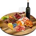 30'' Acacia Wooden Lazy Susan with 360 Rotation for Dining Table Top,Extra Large Wooden Serving Tray with Heavy Duty Rotating Wheel for Kitchen,Dining Table