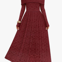 MEROKEETY Women's 2025 Fall Long Sleeve Floral Midi Dress Off Shoulder Wedding Guest Formal Long Flowy Dresses M