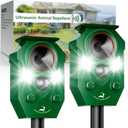 Solar-Powered Ultrasonic Animal Repellent with Motion Sensor, Waterproof Deer Repellent Device with LED Flashing Lights, Perfect for Outdoor Yards, Effective to Repel Deer, Coyotes, Raccoons, and Cats