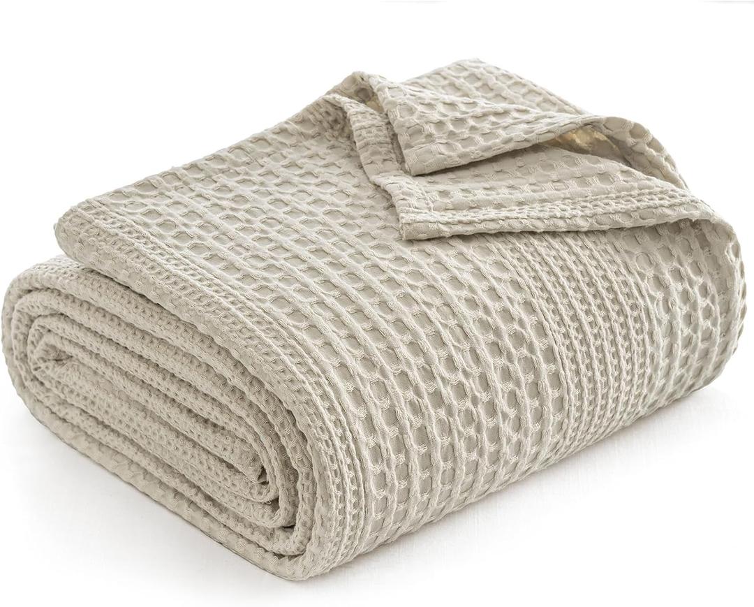 PHF Lightweight Waffle Weave Blanket King Size, Breathable & Ultra Soft, 104"x 90" Soft & Cozy Thin Blanket for All Season & Hot Sleepers, Bed, Home Decor - Light Taupe