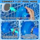BOXOB 8pcs Pool Vacuum Hose Adapter Kit, Blue Pool Skimmer Hose Connector Fittings with Clamps Parts Compatible with Intex Above Ground Swimming Pool Pumps Accessories