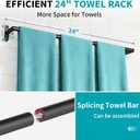 2-Pack Matte Black Bathroom Towel Bar, 24-Inch Towel Racks for Bathroom Wall Mounted, Heavy Duty Towel Rod Holder Mordern Home Decor