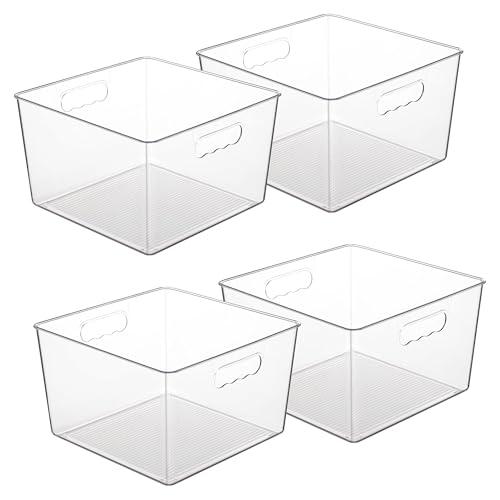 Vtopmart 8 Pack Extra Large Clear Plastic Storage Bins,11x11 Cube Acrylic Organizer Square Containers with Handle for Pantry,Closet,LaundryRoom,Kitchen,Bathroom,UnderSink Organization