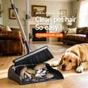 Broom and Dustpan Set, 52" Long Handle Standing Broom with Dustpan Combo Set with Dust Pan Teeth to Clean Pet Hair, Easy Sweeping Suitable for Home Kitchen Office Lobby