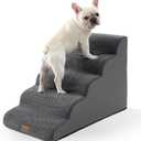 COZY KISS Extra Wide Dog Stairs 19.7" Width, Large Pet Step for Small Medium Dog, Puppy or Cat, Ramp for High Bed or Car, High Density Foam Ladder, Stable, 5 Step, 19.7x33x22.4 in, Charcoal Grey