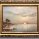 KBKBART Gold Framed Vintage Landscape Wall Art Prints, Retro Muted Lake Nature Wilderness Canvas Painting, Farmhouse Decor Wall Art for Bedroom, Bathroom, Vintage Wall Decor (9"x12")