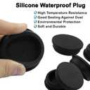 5Pcs Silicone Rubber Plug for 2 Inch Round Holes, Black Waterproof Flexible Rubber Stopper Seal Button Plugs Tube Pipe End Caps Sink Overflow Bathtub Jet Covers