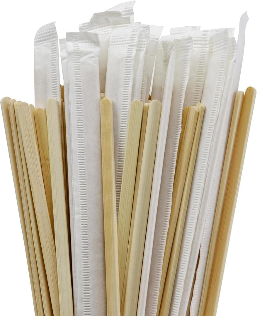 100Pcs Bamboo Coffee Stirrers Individually Wrapped  Coffee Stir Sticks 5.5 Inch, Stir Sticks For Coffee Bar, Disposable Stir Sticks for Coffee and Cocktail