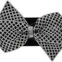 YooAi Women Dress Belts Rhinestone Bow Belt Wide Elastic Stretchy Cinch Waist Belt for Women Ladies Dresses Black 75 L