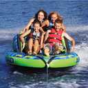 Airhead Switch Back Towable Tube for Boating, 1-4 Rider Inflatable Boat Tube for Water Tubing, Dual Seating Positions with Backrest & Side Panels, Full Nylon Cover, Kwik-Connect, Speed Safety Valve