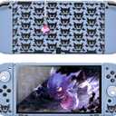 DLseego Dockable Case Design for Switch OLED, Anti-Slip Shock-Absorption Protective Soft Carrying Case and Joy Con Controller with 1 PC Elf Ball Pendant and 2 Thumb Grip Caps-Gray Animal Monster