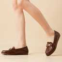 VERDASCO Women's Loafers Comfort Slip-Ons Flat Work Shoes Casual Moccasins Penny Loafers Lady Dress Shoes (7.5 Wide, Chocolate Leather)