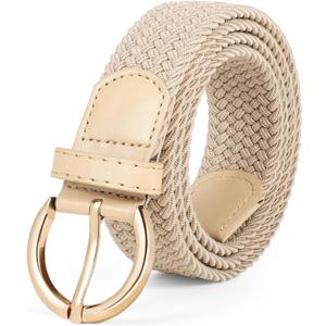 JASGOOD Women Men Braided Woven Elastic Stretch Waist Belt Golf Canvas Fabric Casual Belt for Jeans Pants