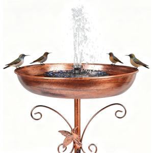 Metal Bird Bath with Solar Fountain for Outdoors, 13" Detachable Bowl & Stable 5-Prong Base Stake, Antique Bronze Birdbath for Garden Yard Patio Decor