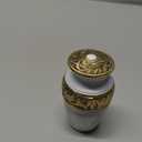 Small Urns for Human Ashes Keepsake Handcrafted White Memorial Urn with Brass Accent Mini Keepsake Urn for Men and Women Remembrance Urn (Small)