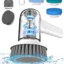 Hsicily Electric Spin Scrubber [4000mAh long-lasting battery]Cordless Electric Cleaning Brush w/ 5 Replaceable Heads, Handheld Electric Scrubber for Cleaning Bathroom/Tub/Tile/Floor/Sink/Window/Stove