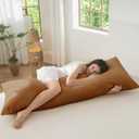 MooMee Body Pillow Cover Pillowcase with Zipper 100% Washed Cotton Linen Like Textured Breathable Durable Soft Comfy (Dark Orange, 21x54, 1 PC)