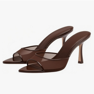 YIYA Women's Open Pointed Peep Toe Mules Kitten Heels Stiletto High Heels Slide Sandals Summer Slip On Backless Dress Spring Summer Pumps Shoes, Size 8