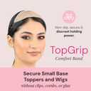 MILANO COLLECTION Glueless Top Grip for Hair Topper & Wiglets, Adjustable Translucent Strap with Side Openings, Top Headband for Your Wig or Topper, Includes Clips, Beige, Small