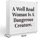 Funny Librarian Bookish Appreciation Thank You Gift for Women Book Lovers Her Friend Coworkers Librarian A Well Read Woman Desk Decor Decorative Wooden Box Sign 5 X 5 Inch