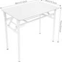 Eapmic 31.5 Inch Metal Folding Computer Desk, Space-Saving Study Writing Workstation, Small Foldable Desk with Storage Shelf for Home Office Craft, Writing, Study and Work (White)