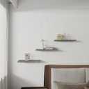Floating Shelves 24 Inch Wall Shelf Solid Wood Mounted Storage for Bedroom Living Room Set of 2, Rustic Grey Wall Shelves