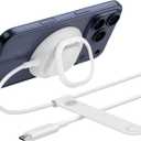 Belkin MagSafe Charger, Magnetic iPhone Charger w/ Qi2 25W, Fast Wireless Charging Pad w/Kickstand for iPhone 17 Series, Samsung Galaxy, Pixel 10, AirPods Pro, Travel - No Power Adapter, White