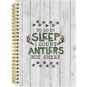 Knibeo Hunting Notebook Journal - To Go to Sleep I Count Antlers Not Sheep, Gifts for Hunting Lovers, Hunter Gifts, Deer Lover Gifts, 5.58.3 Lined Paper Spiral Bound Notebook with 164 Pages