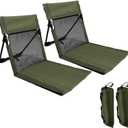 2 Pack Foldable Camping Chairs with Mesh Backrest,Ultra-Light Portable Beach Chairs with Carry Bag for Sunbathing Swimming Poolside Picnic Lawn Road Trips (Green)