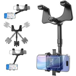 TQRR Car Rear View Mirror Phone Holder, Phone Holders for Your Car with Adjustable Arm, 360 degree Rotating Cell Phone Car Mount, Three Corners Design Universal Car Phone Holder Compatible with All Phones
