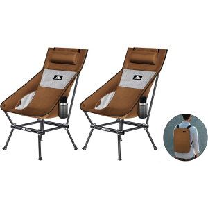 Camping Chair, Compact Backpacking Chair, Portable Folding Chair, Beach Chair with Side Pocket and headrest, Lightweight Hiking Chair 166ZZ-SJB