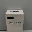 2 Liter/68 oz Square Glass Pitcher with Lid, Classic Stripes Water Pitchers with Handle for Fridge, Large Jug for Iced Tea, Coffee, Borosilicate Glass Carafe for Hot/Cold Brew Drink, Silver