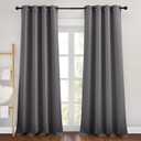 NICETOWN Bedroom Blackout Curtains 90 inch Length - Triple Weave Energy Saving Thermal Insulated Solid Grommet Blackout Draperies for Patio/Hall (1 Pair, 46 inches Wide, Grey)