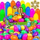 50 PCS 3.1" Fillable Easter Eggs Bulk with 6 Surprise Golden Eggs, Colorful Plastic Easter Egg Empty for Easter Egg Hunt Party Favors Kids Easter Basket Stuffers Fillers Classroom Prizes for Boys Girl