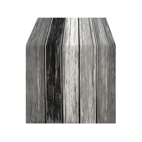 OYIMUA Grey Striped Vintage Table Runner, Rustic Farmhouse Style Kitchen Dining Table Decoration for Home Party Decor 13x72 Inch