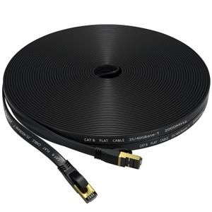 Cat 8 Ethernet Cable 65 FT, Outdoor&Indoor High Speed Heavy Duty Network LAN Internet Cable,SFTP Gold Plated RJ45 40Gbps 2000Mhz Patch Cord, for Modem/Router/Gaming,Faster Than Cat7/Cat6/Cat5 Black