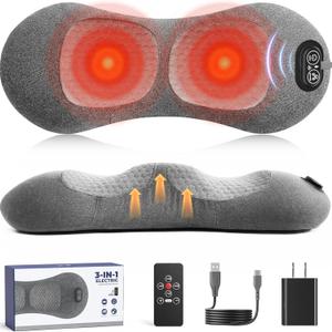 2026 Upgraded 3-in-1 Lumbar Support Pillow with Remote Control, Triple Fusion Back Massager with Heat, Vibration & Stretching, Portable Electric Lumbar Pillow for Home, Office, Travel & Car