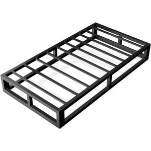 6 Inch Twin Bed Frame with Steel Slat Support, Low Profile Twin Metal Platform Bed Frame Support Mattress Foundation, No Box Spring Needed/Easy Assembly/Noise Free