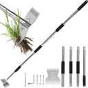 Garden Weed Tool,Portable Gardening Weeder Tool,63" Weeding Tools Gardening long Handle,24-Claw Steel Head Design - Easy weeding without bending or squatting down,Suitable for farm planting,gardening (Black)