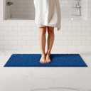ITSOFT Plush Bathroom Rug 47x21, Absorbent Machine Washable Non Slip Chenille Bath Mats, Quick Dry Bathmat, Bath Rugs for Bath, Shower, Bedroom, or Door Mat, Dark Blue