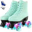 YYW Roller Skates for Women Men, High Top PU Leather Classic Double-Row, Indoor Outdoor, Beginner Shoes Bag, 42